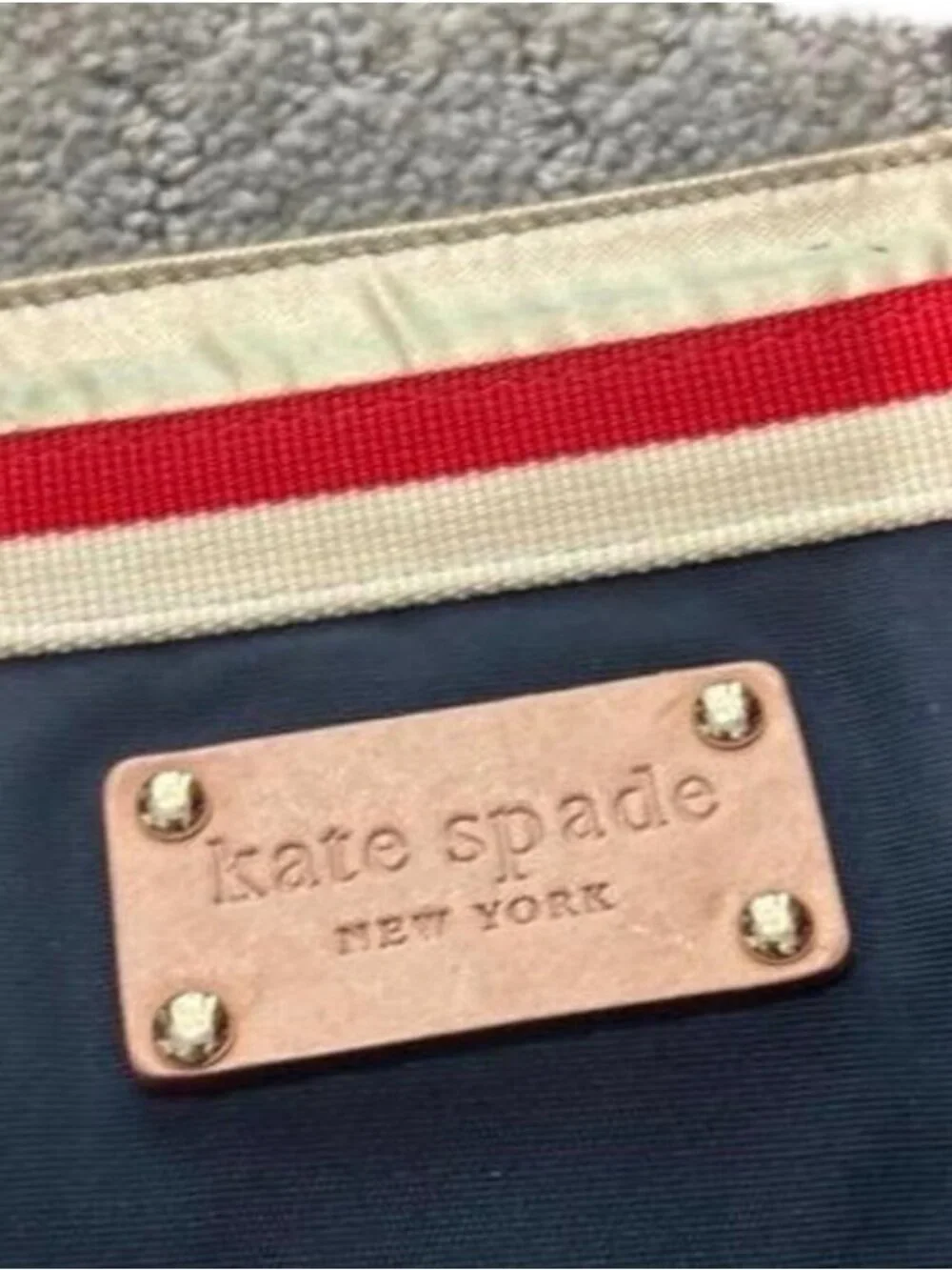 Kate Spade New York Nautical Blue Canvas Tote Bag Purse Travel Beach Resort